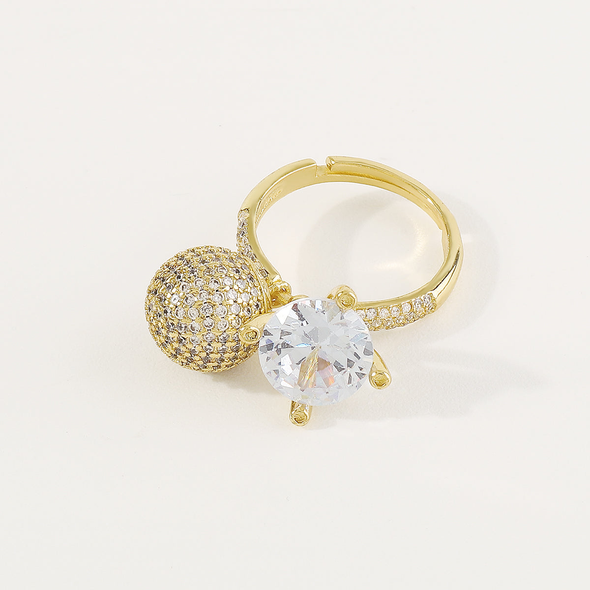 ZR0202 18K Copper Rainbow CZ Adjustable Rings