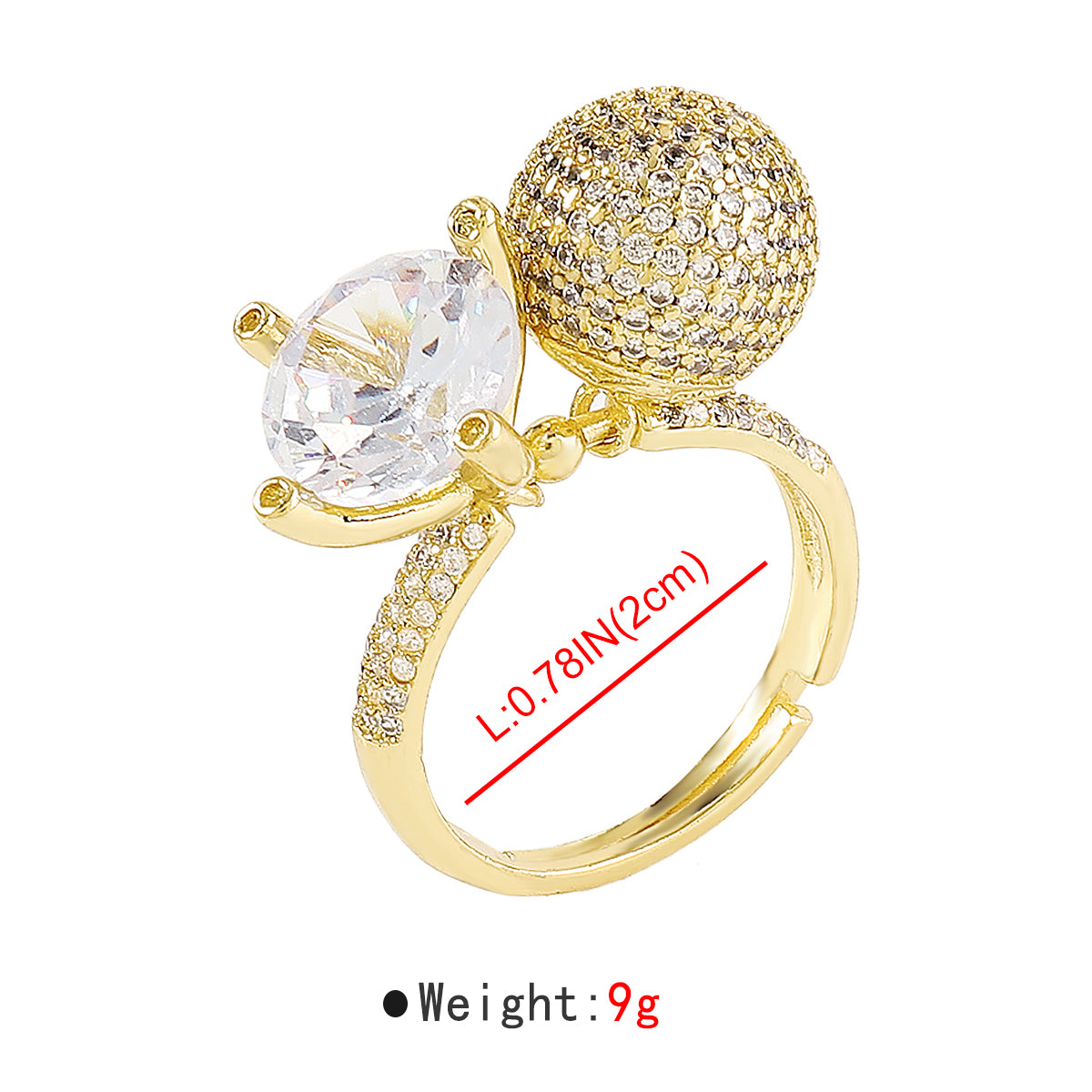 ZR0202 18K Copper Rainbow CZ Adjustable Rings