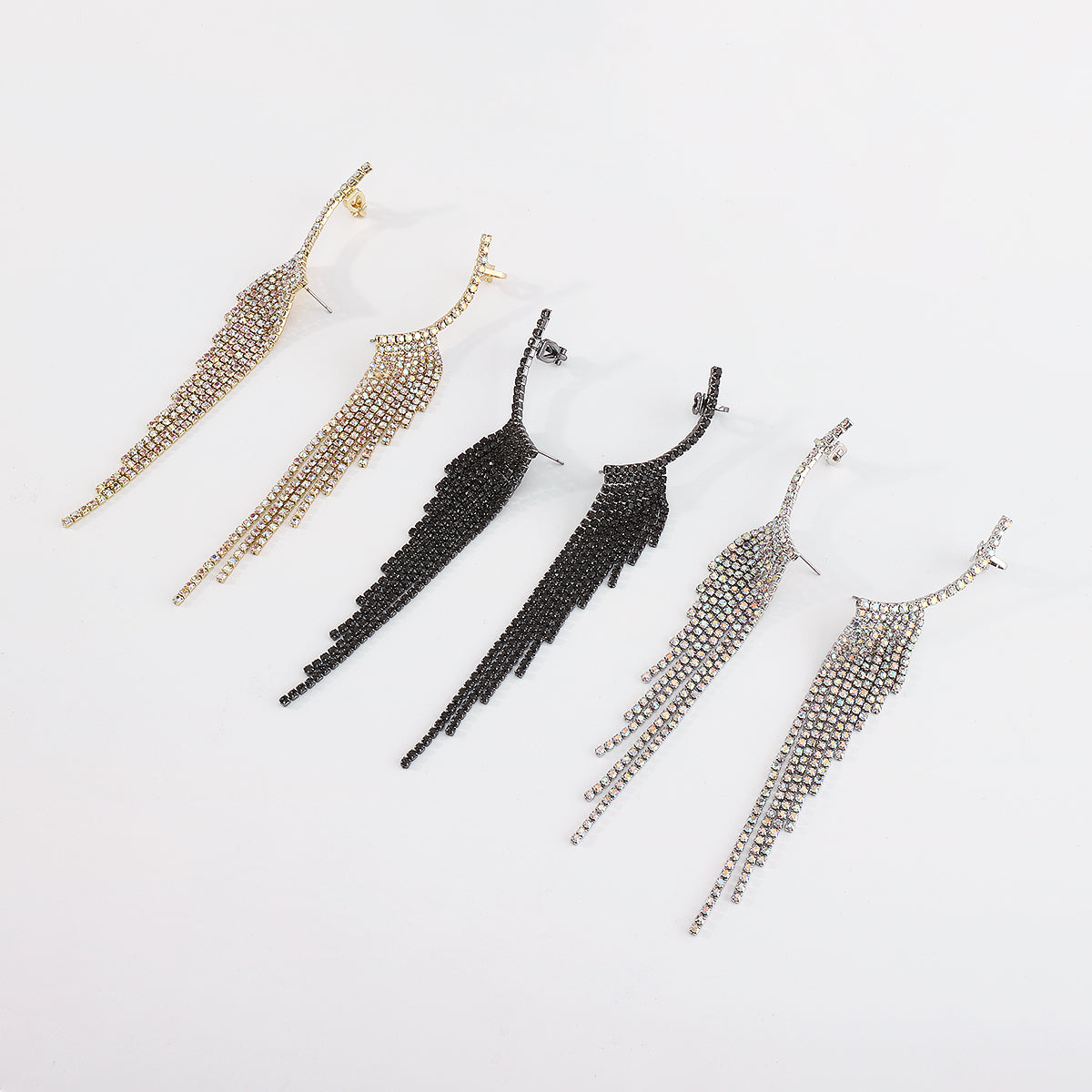 Luxury Rhinestone Long Tassel Drop Earrings medyjewelry