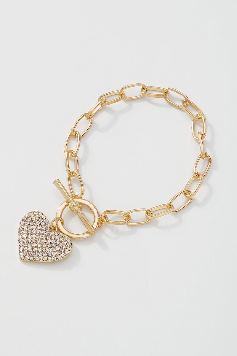 Charm Rhinestone Heart Bracelet For Women medyjewelry