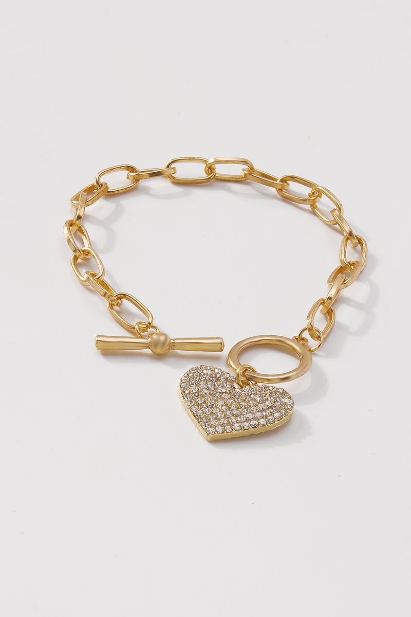 Charm Rhinestone Heart Bracelet For Women medyjewelry