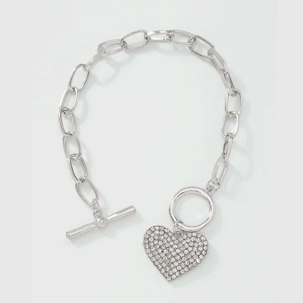 Charm Rhinestone Heart Bracelet For Women medyjewelry