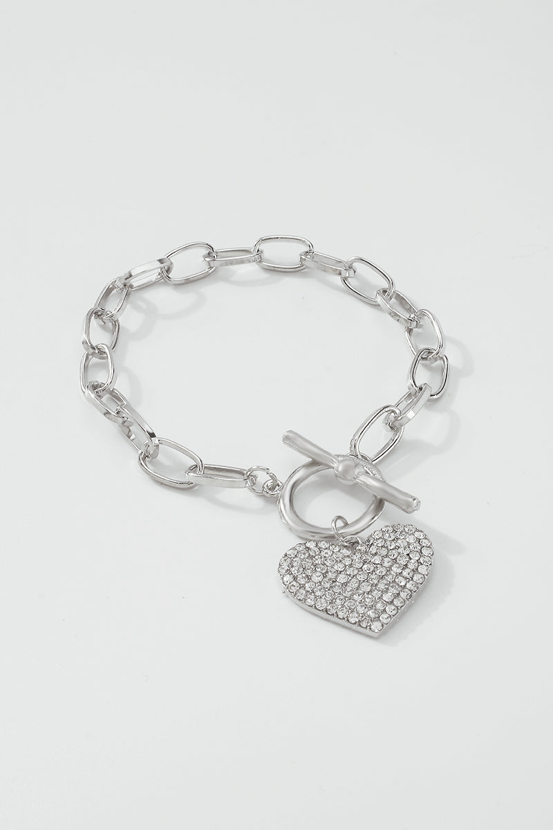 Charm Rhinestone Heart Bracelet For Women medyjewelry