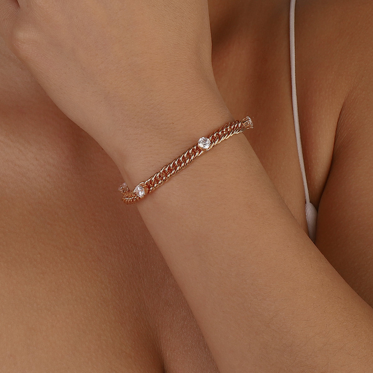 Charm Rhinestone Link Chain Bracelet medyjewelry