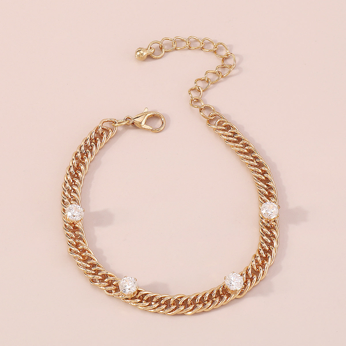 Charm Rhinestone Link Chain Bracelet medyjewelry