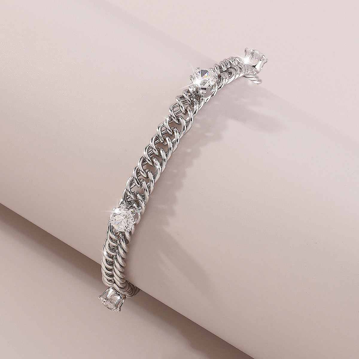 Charm Rhinestone Link Chain Bracelet medyjewelry