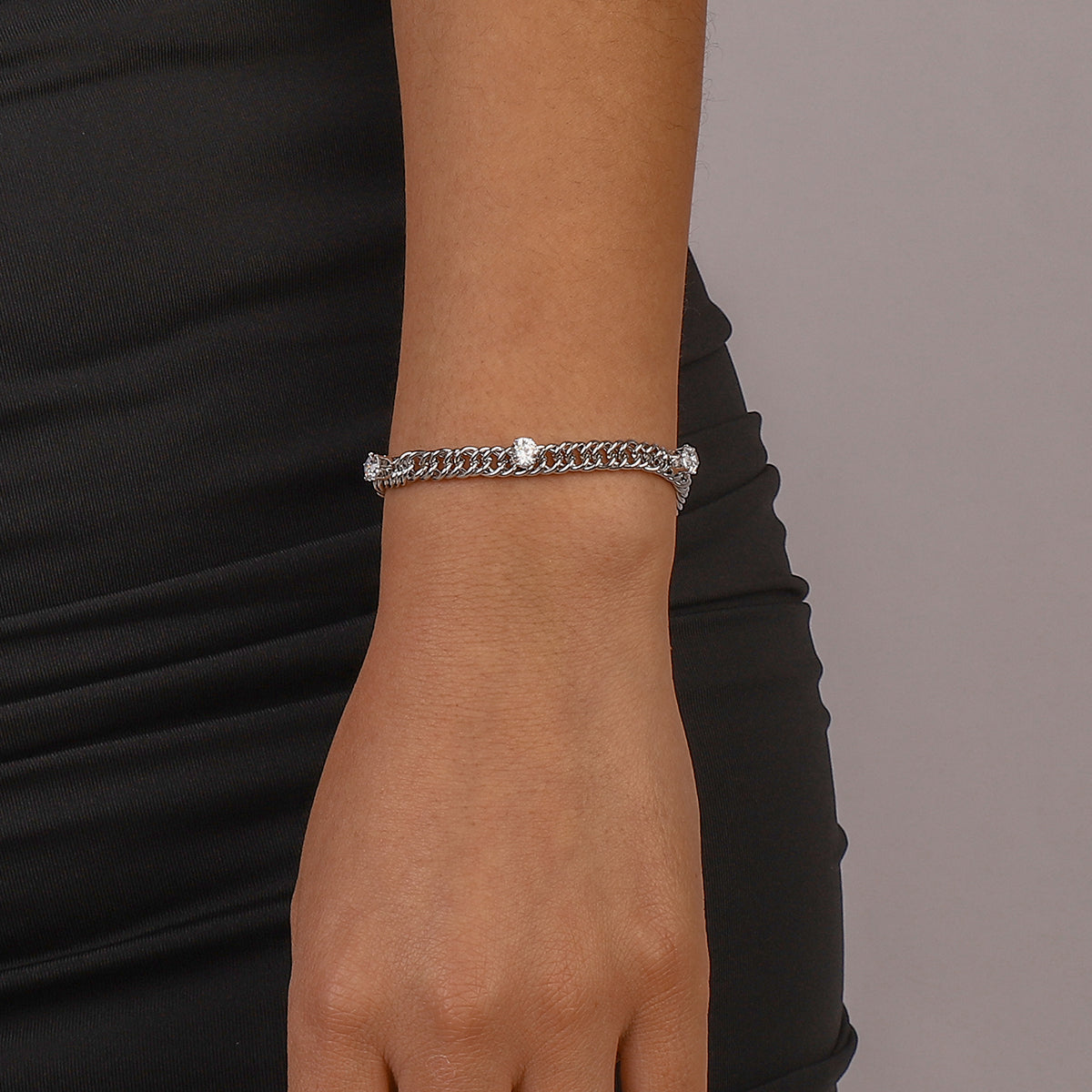 Charm Rhinestone Link Chain Bracelet medyjewelry