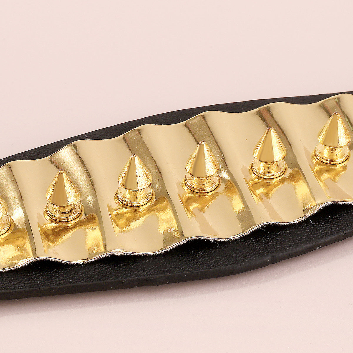 Gold Rivet Wide Cuff Leather Bracelet medyjewelry
