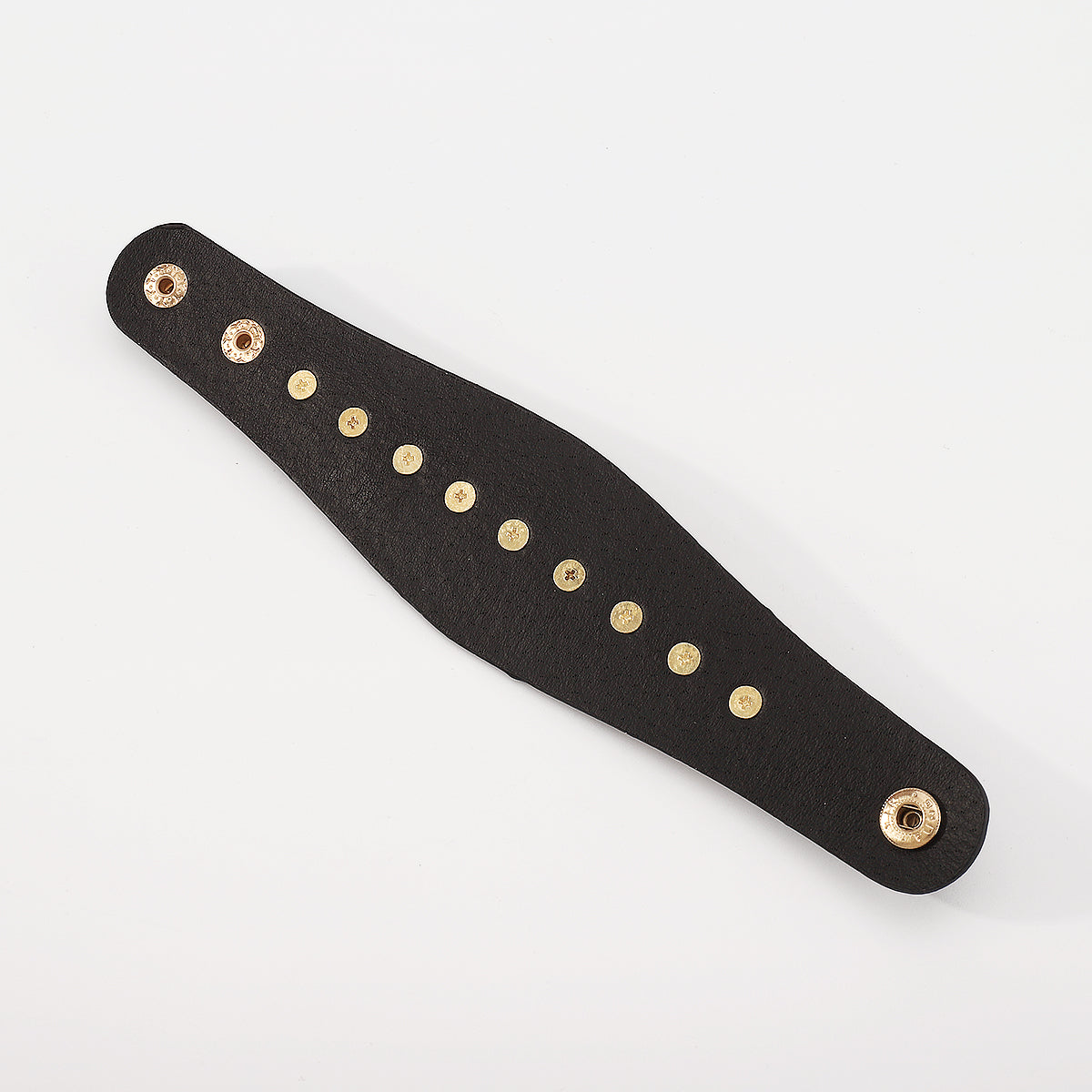Gold Rivet Wide Cuff Leather Bracelet medyjewelry