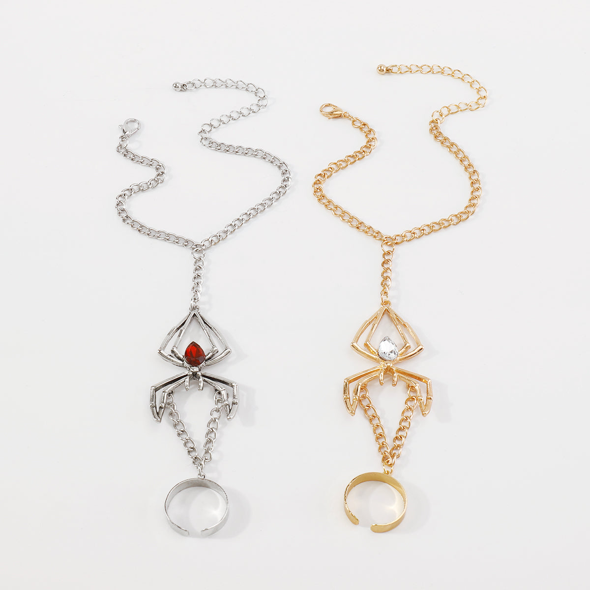Spider Pendant Chain Bracelet Gold Metal Ring medyjewelry