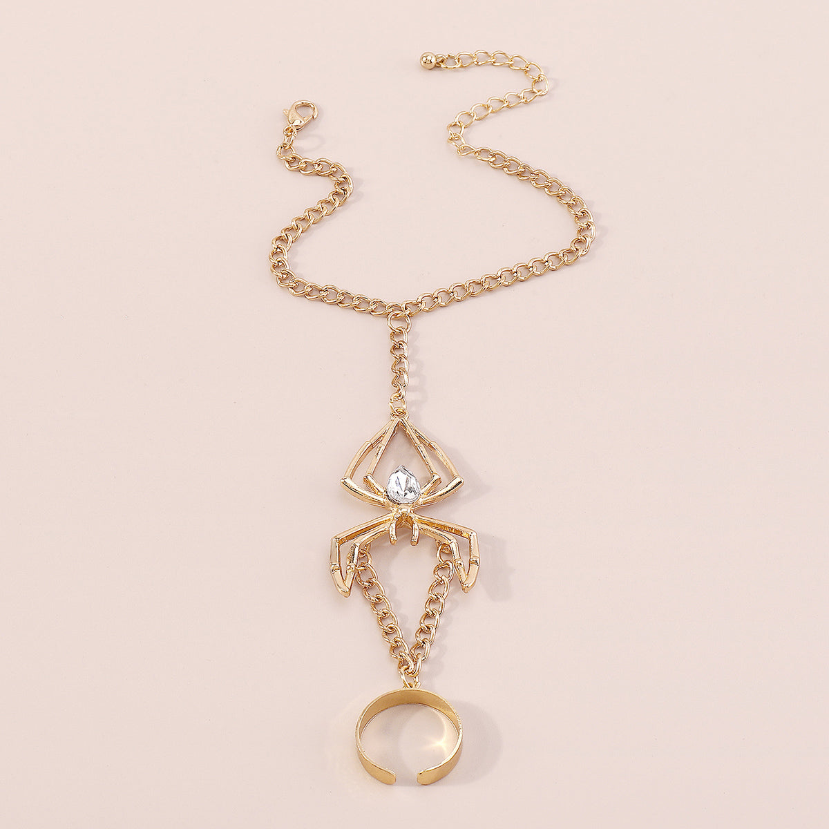 Spider Pendant Chain Bracelet Gold Metal Ring medyjewelry