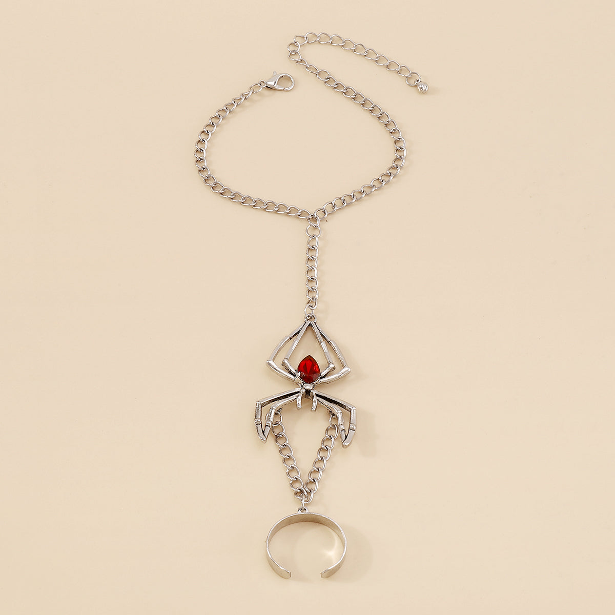 Spider Pendant Chain Bracelet Gold Metal Ring medyjewelry