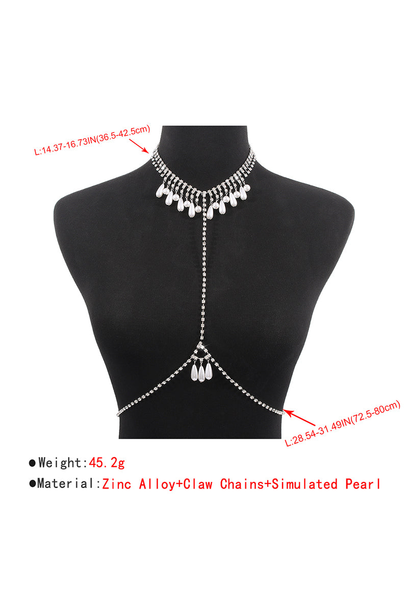 Charm Pearl Pendant Chest Body Chain medyjewelry