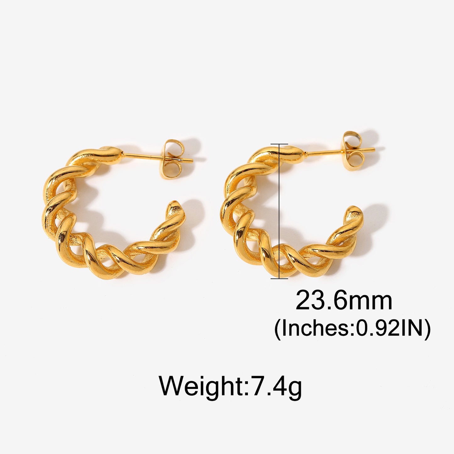 18K Gold Plated Stainless Steel Twisted Wire Hoop Earrings medyjewelry