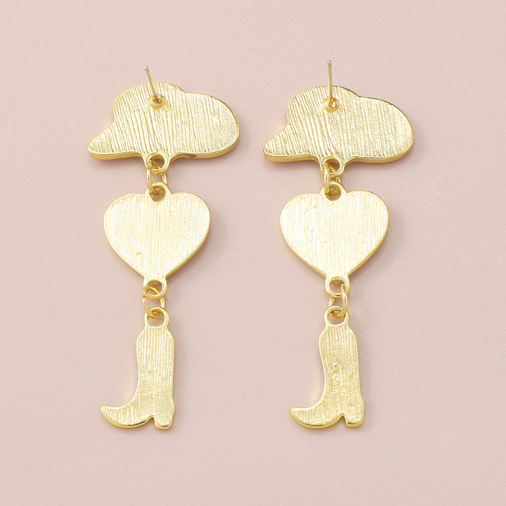 Enamel Cowgirl Pink Hats Drop Earrings medyjewelry