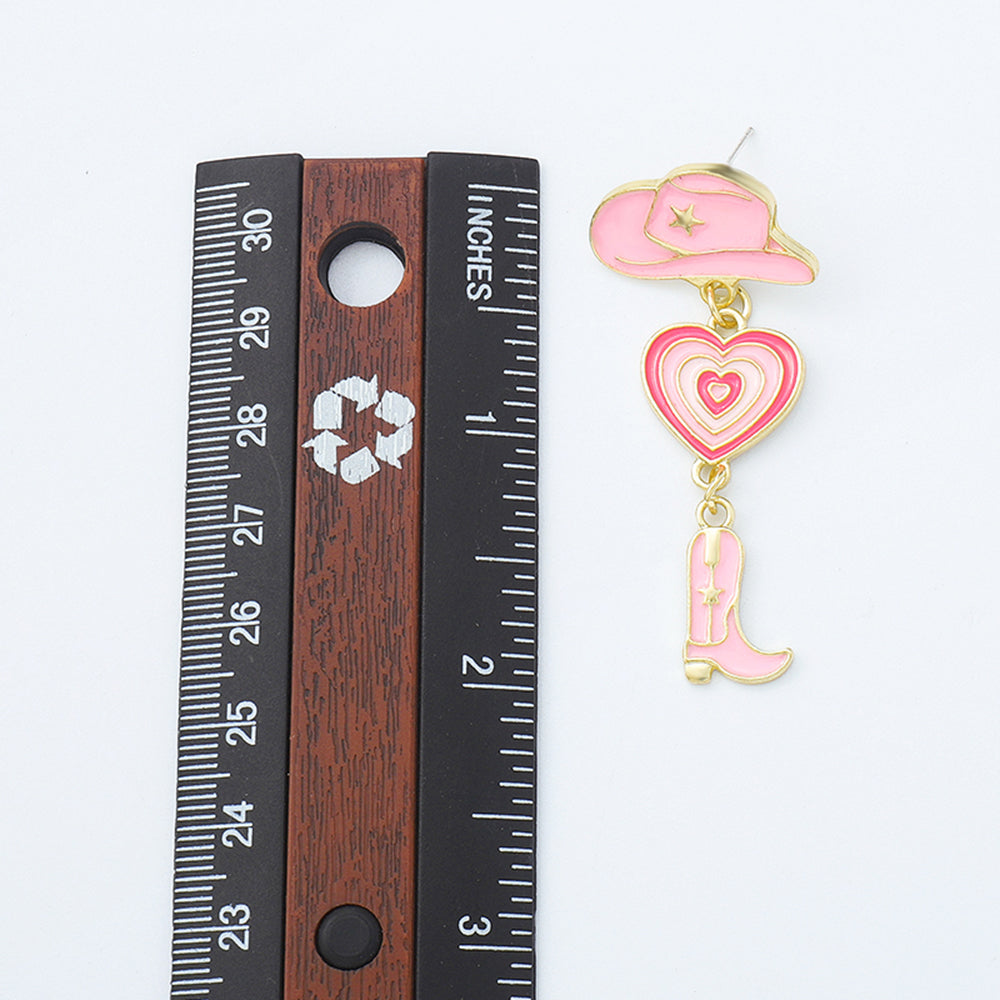 Enamel Cowgirl Pink Hats Drop Earrings medyjewelry