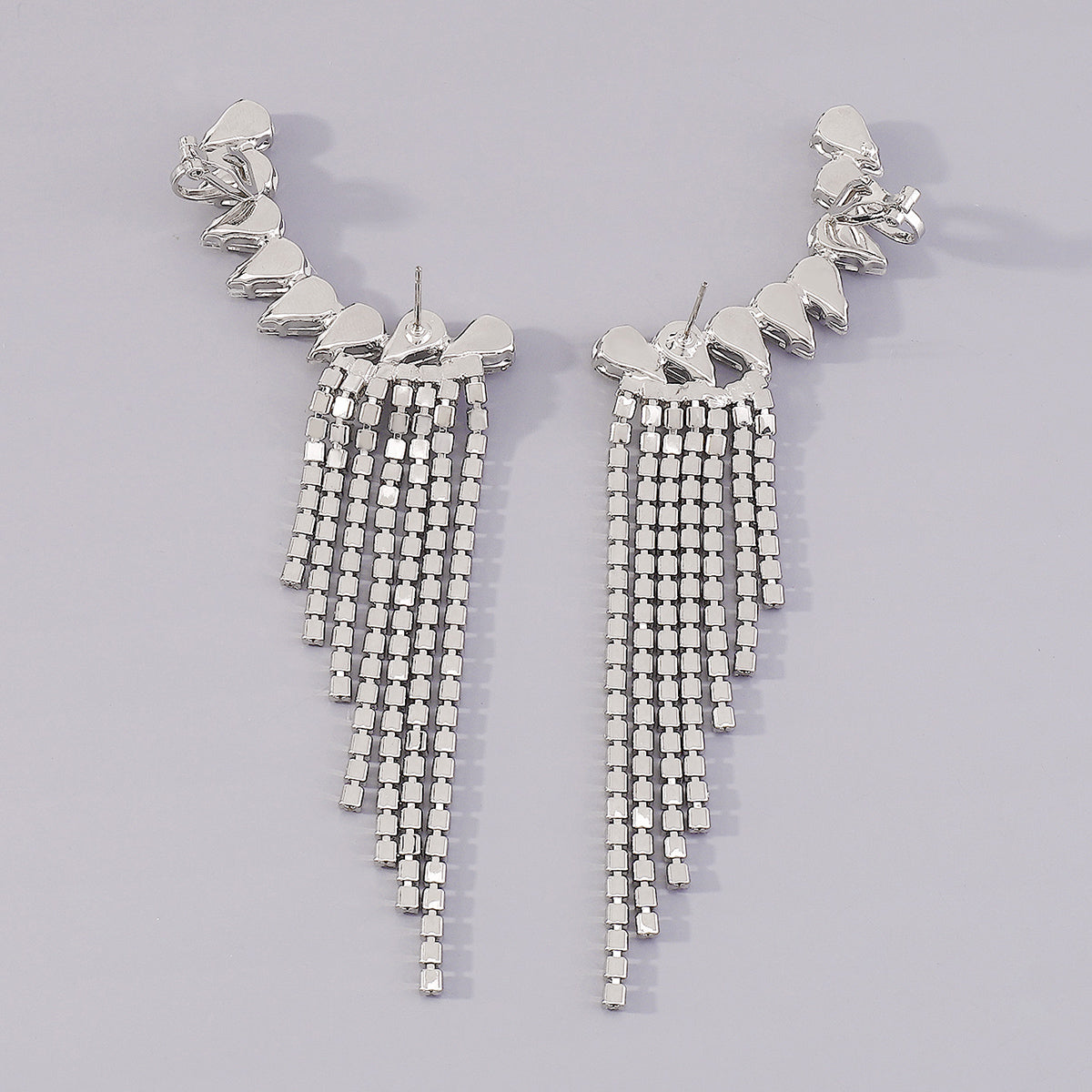 Shiny Rhinestone Chain Long Tassel Drop Earrings medyjewelry