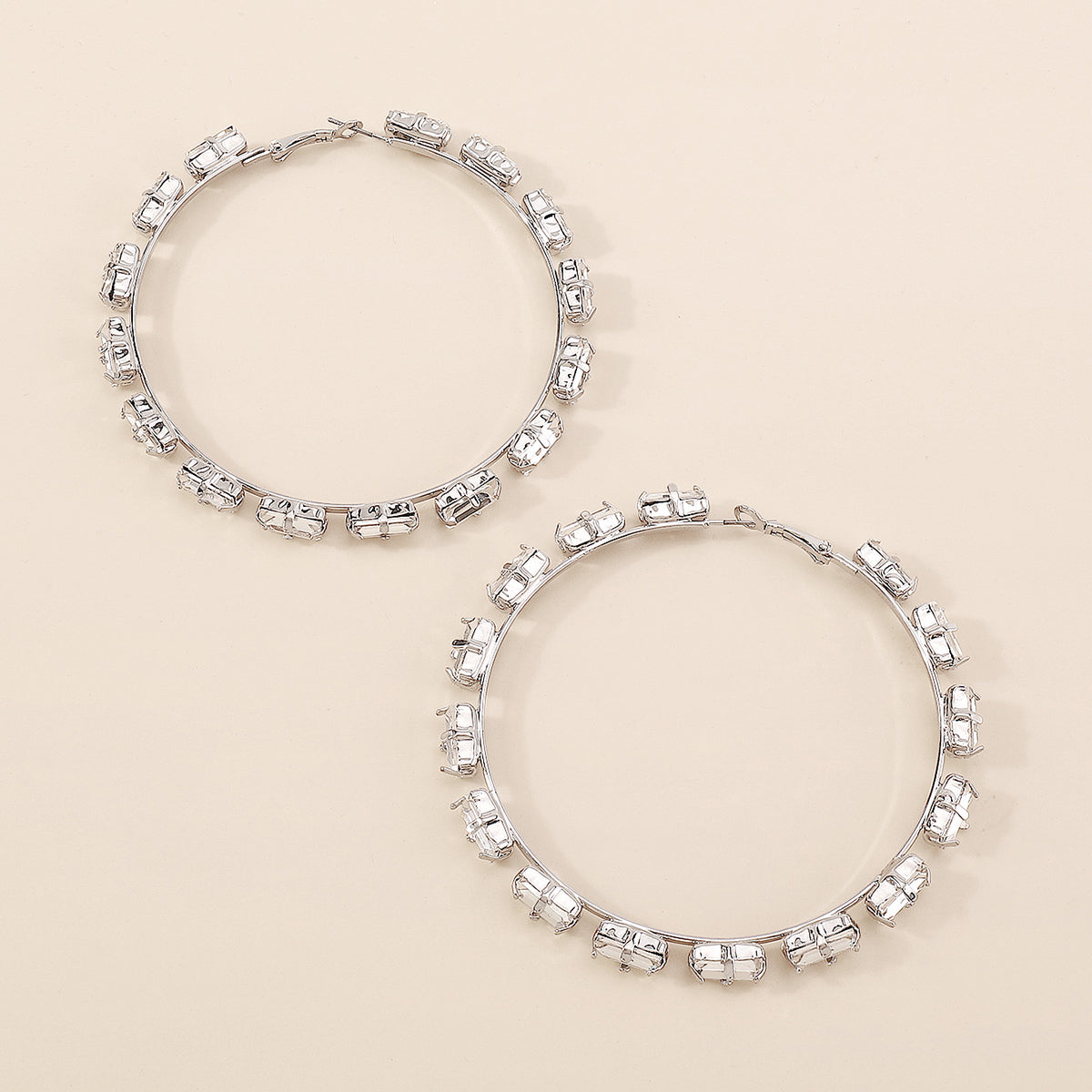 Rainbow Rhinestone Round Hoop Earrings medyjewelry