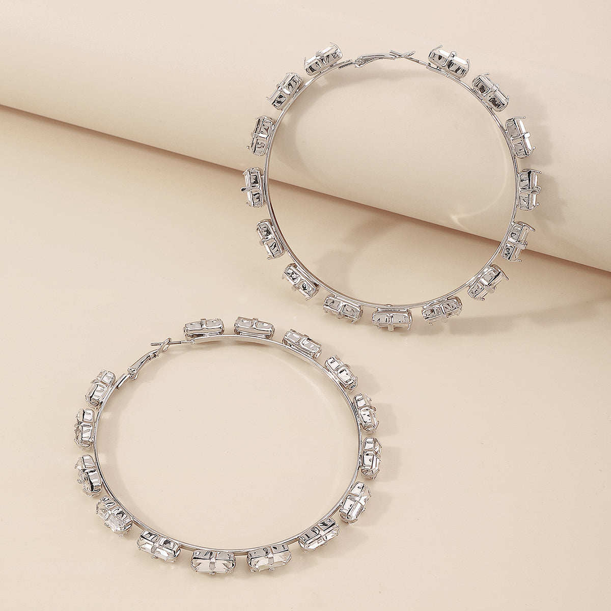Rainbow Rhinestone Round Hoop Earrings medyjewelry