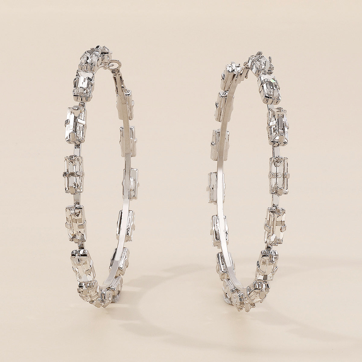 Rainbow Rhinestone Round Hoop Earrings medyjewelry