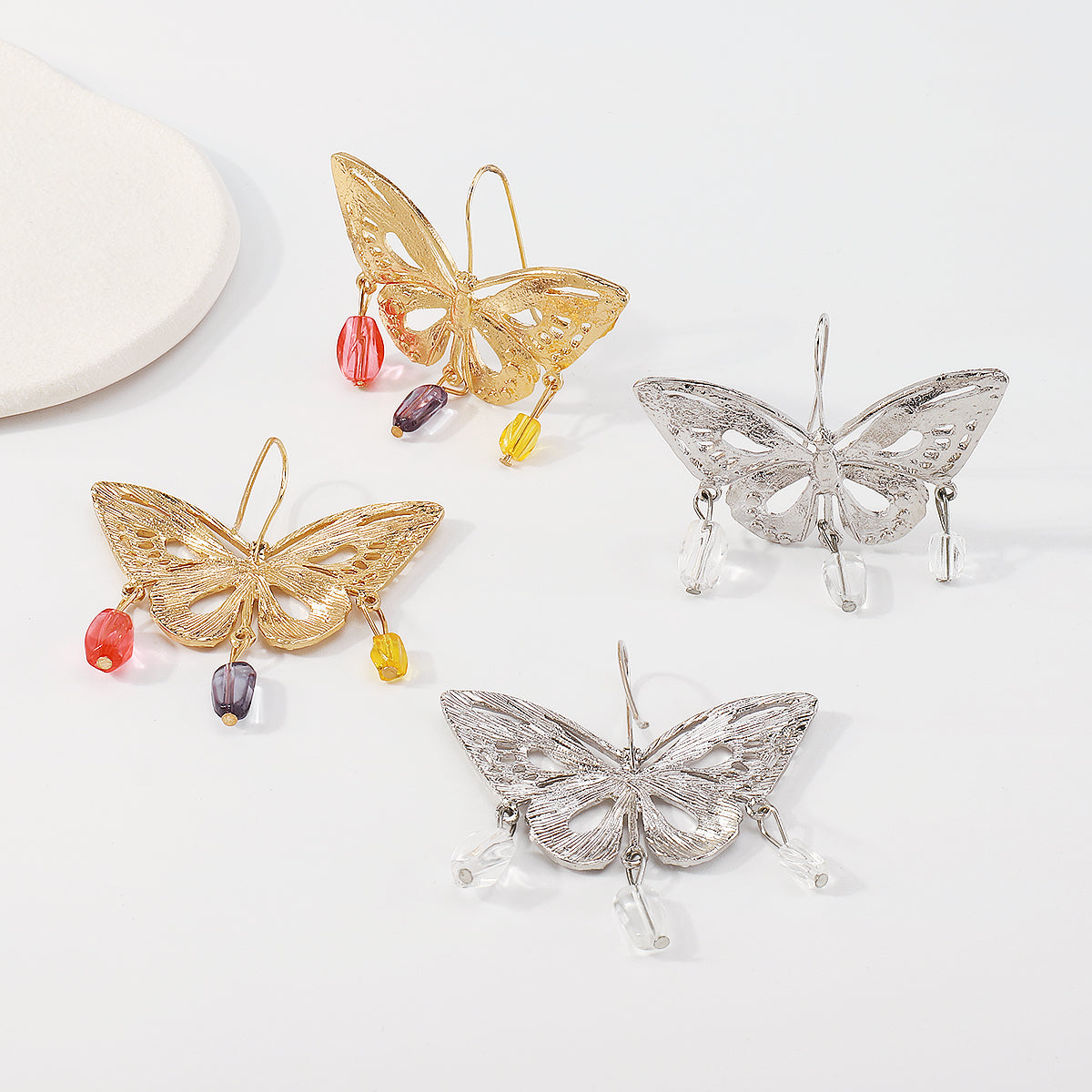 Exaggerated Metal Cutout Butterfly Dangle Earrings medyjewelry
