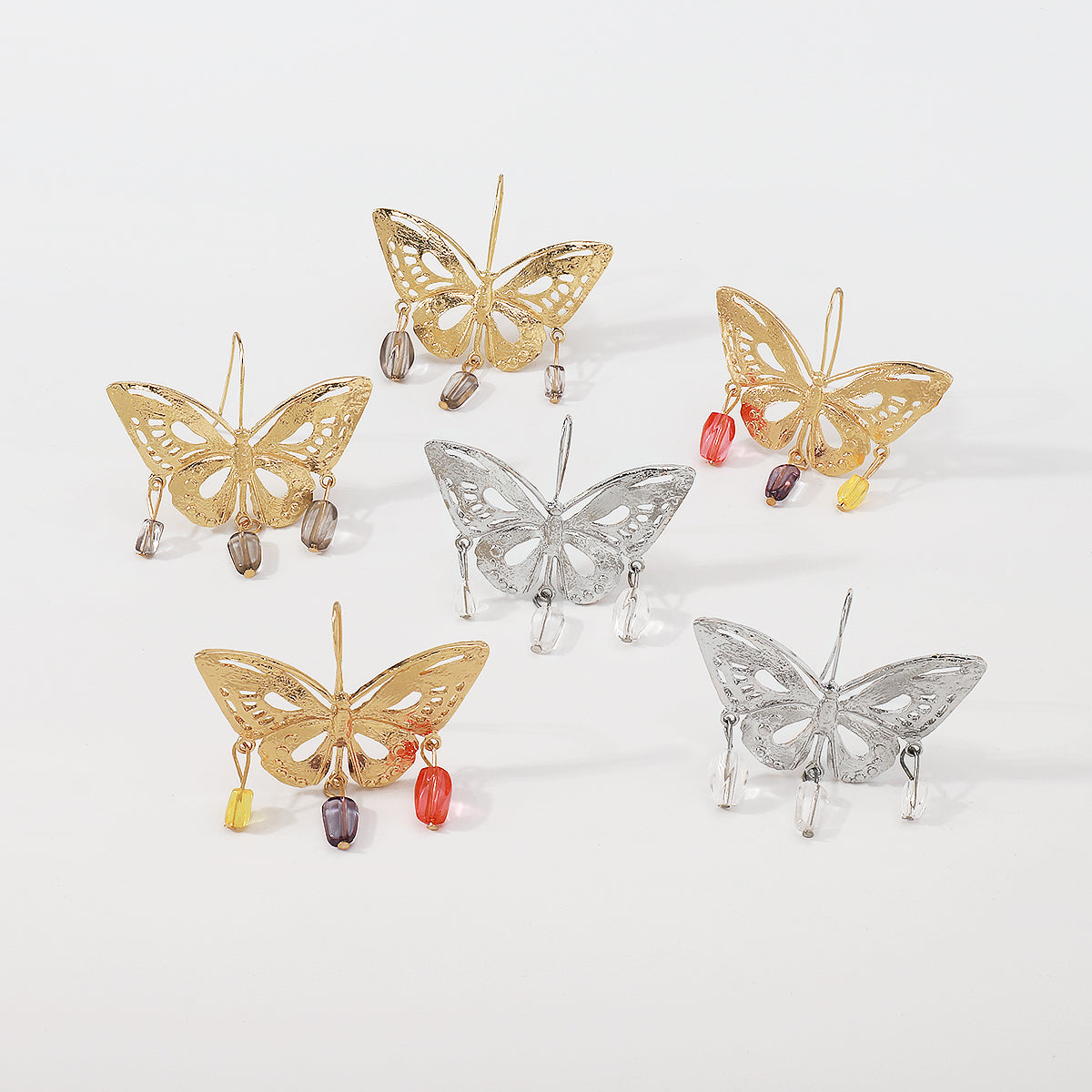 Exaggerated Metal Cutout Butterfly Dangle Earrings medyjewelry