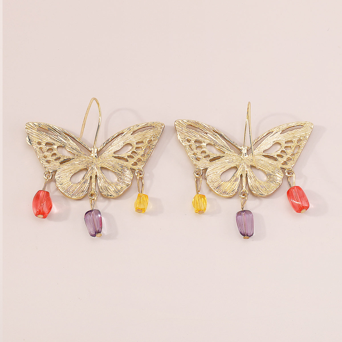 Exaggerated Metal Cutout Butterfly Dangle Earrings medyjewelry