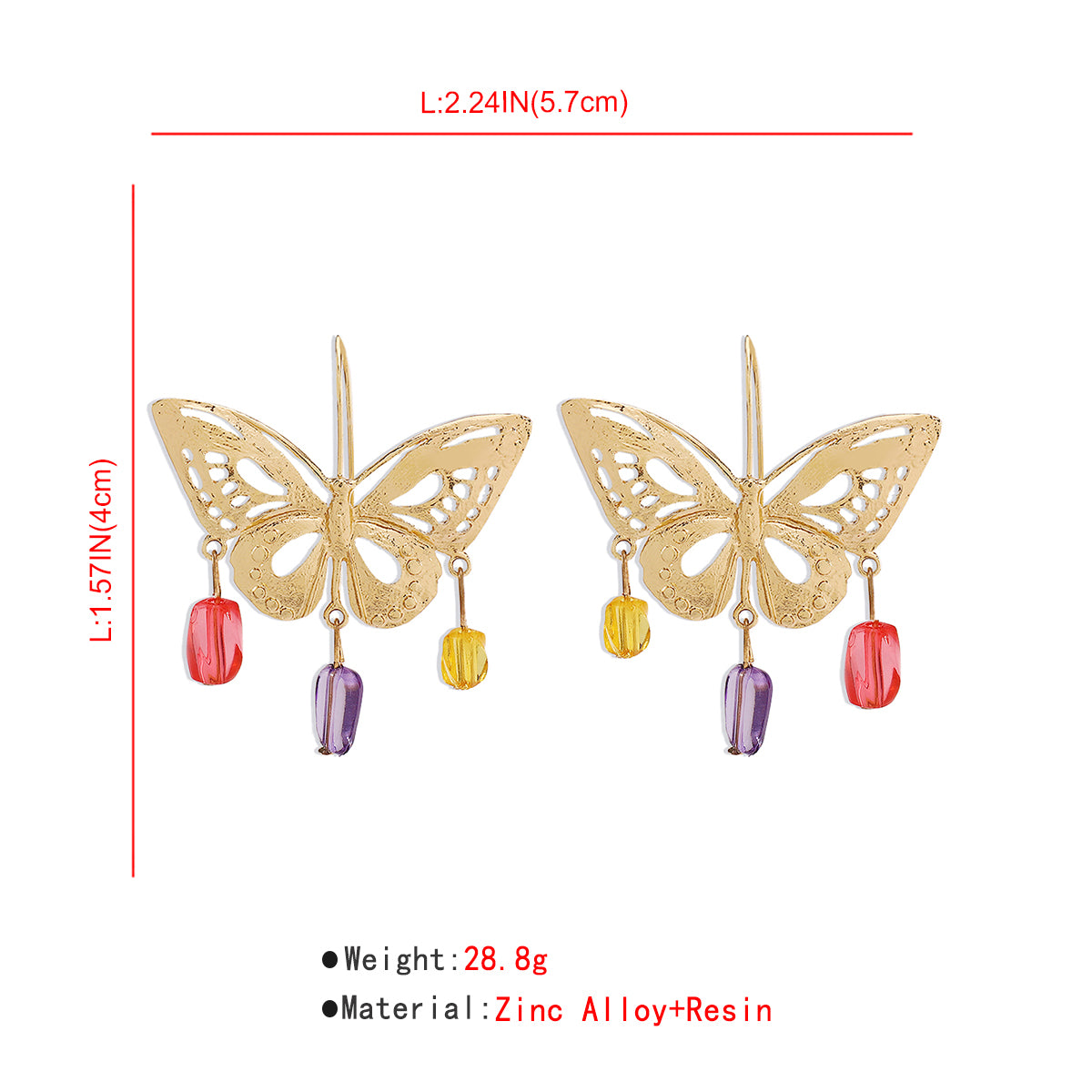Exaggerated Metal Cutout Butterfly Dangle Earrings medyjewelry