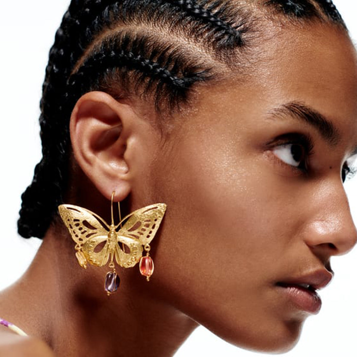 Exaggerated Metal Cutout Butterfly Dangle Earrings medyjewelry