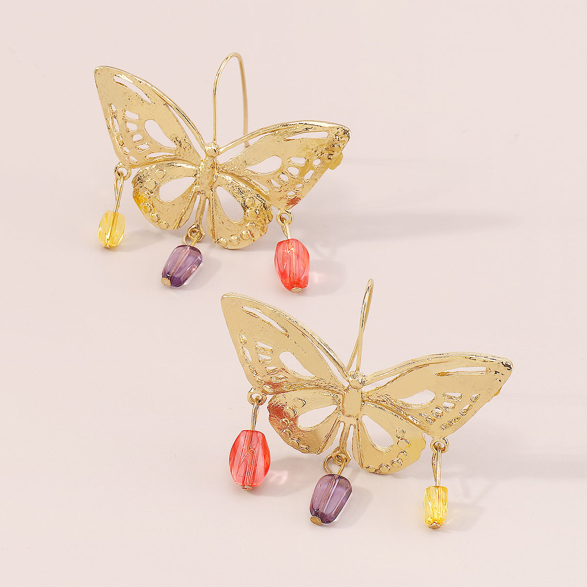 Exaggerated Metal Cutout Butterfly Dangle Earrings medyjewelry