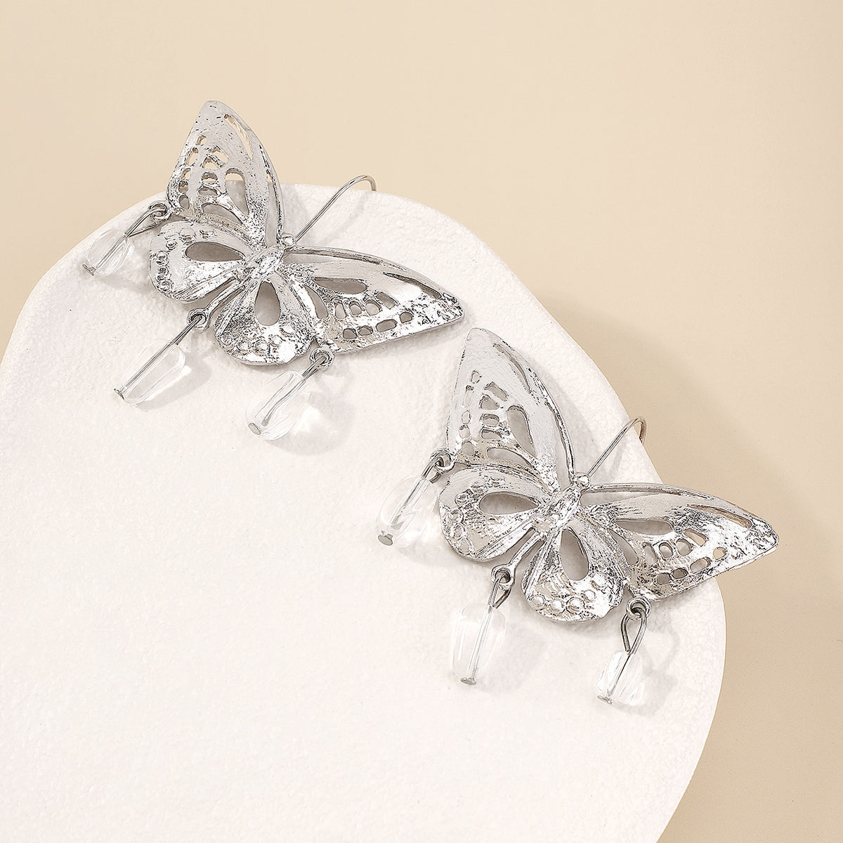 Exaggerated Metal Cutout Butterfly Dangle Earrings medyjewelry