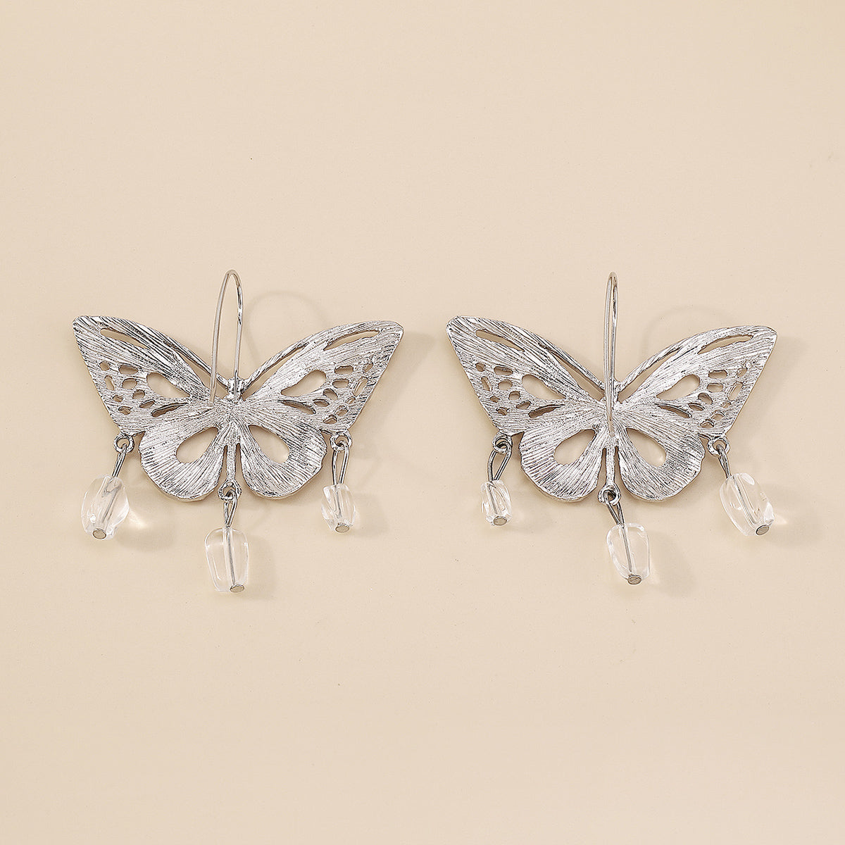 Exaggerated Metal Cutout Butterfly Dangle Earrings medyjewelry