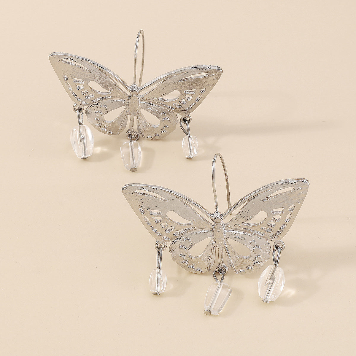 Exaggerated Metal Cutout Butterfly Dangle Earrings medyjewelry