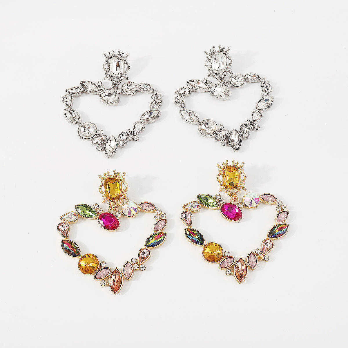 Exquisite Rhinestone Heart Dangle Earrings medyjewelry