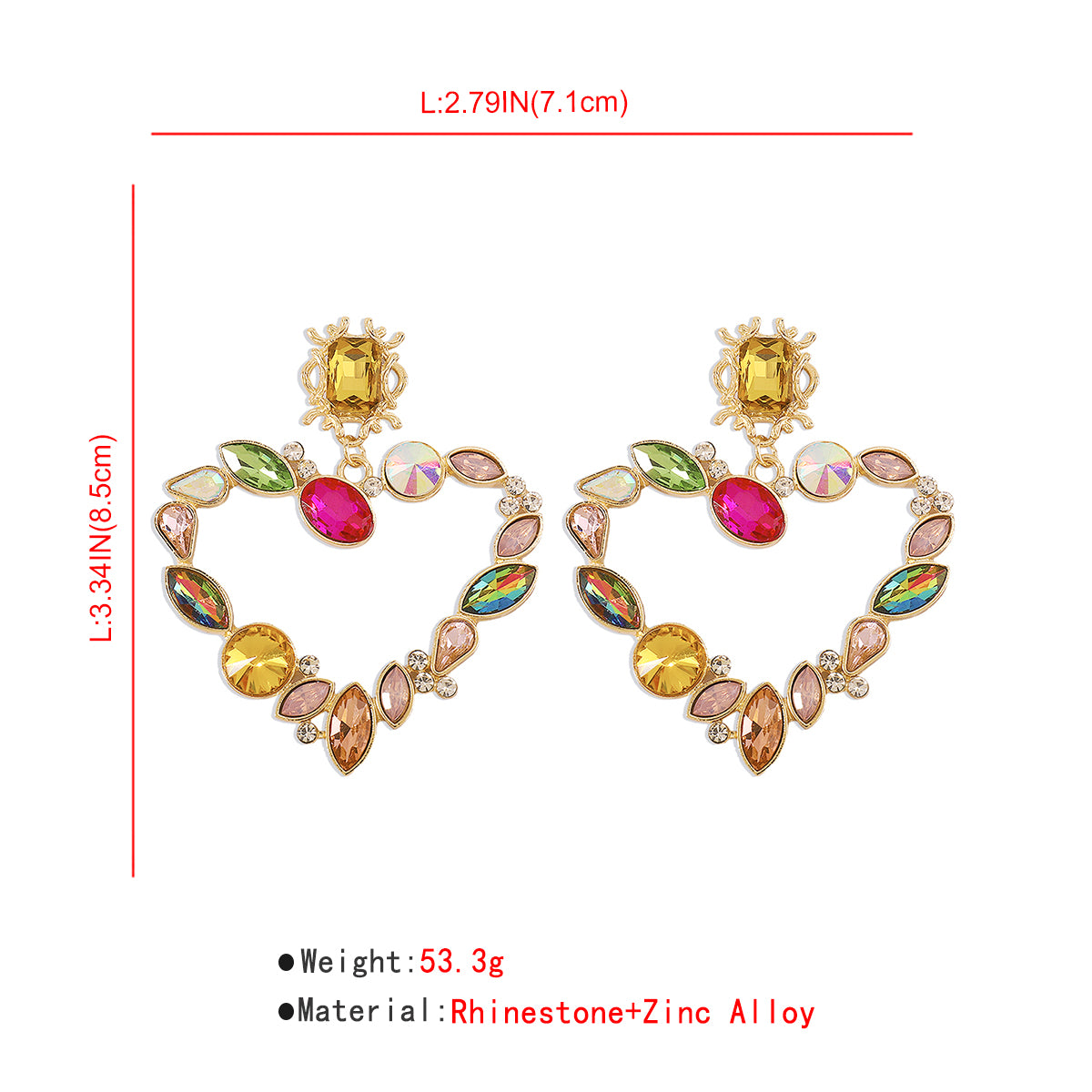 Exquisite Rhinestone Heart Dangle Earrings medyjewelry