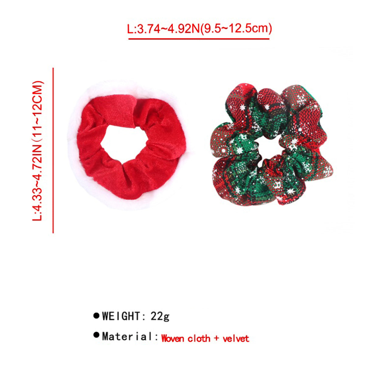 2pcs Christmas Red Scrunchies Elastic Hair Rope medyjewelry