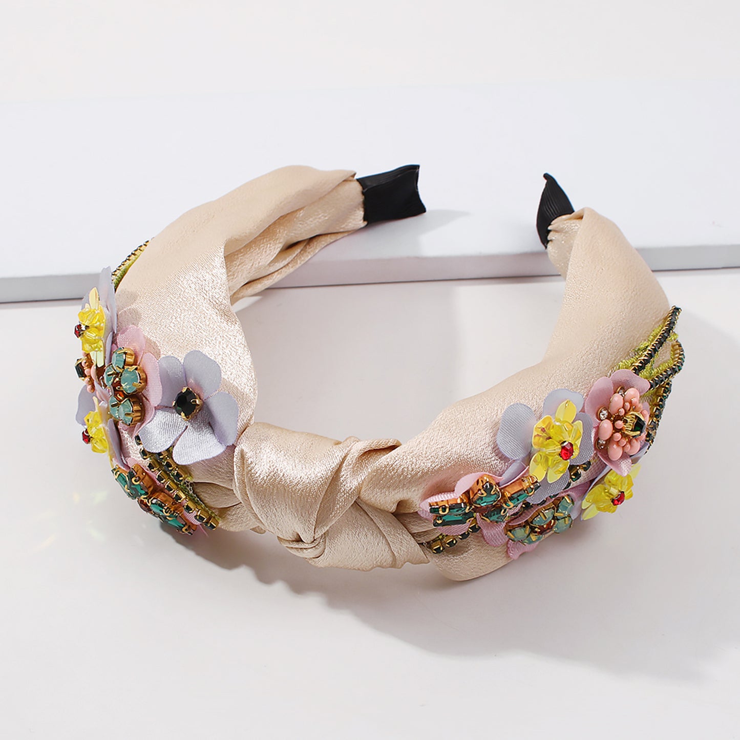 Topknot Spring Blossom Floral Embellished Wide Headband medyjewelry