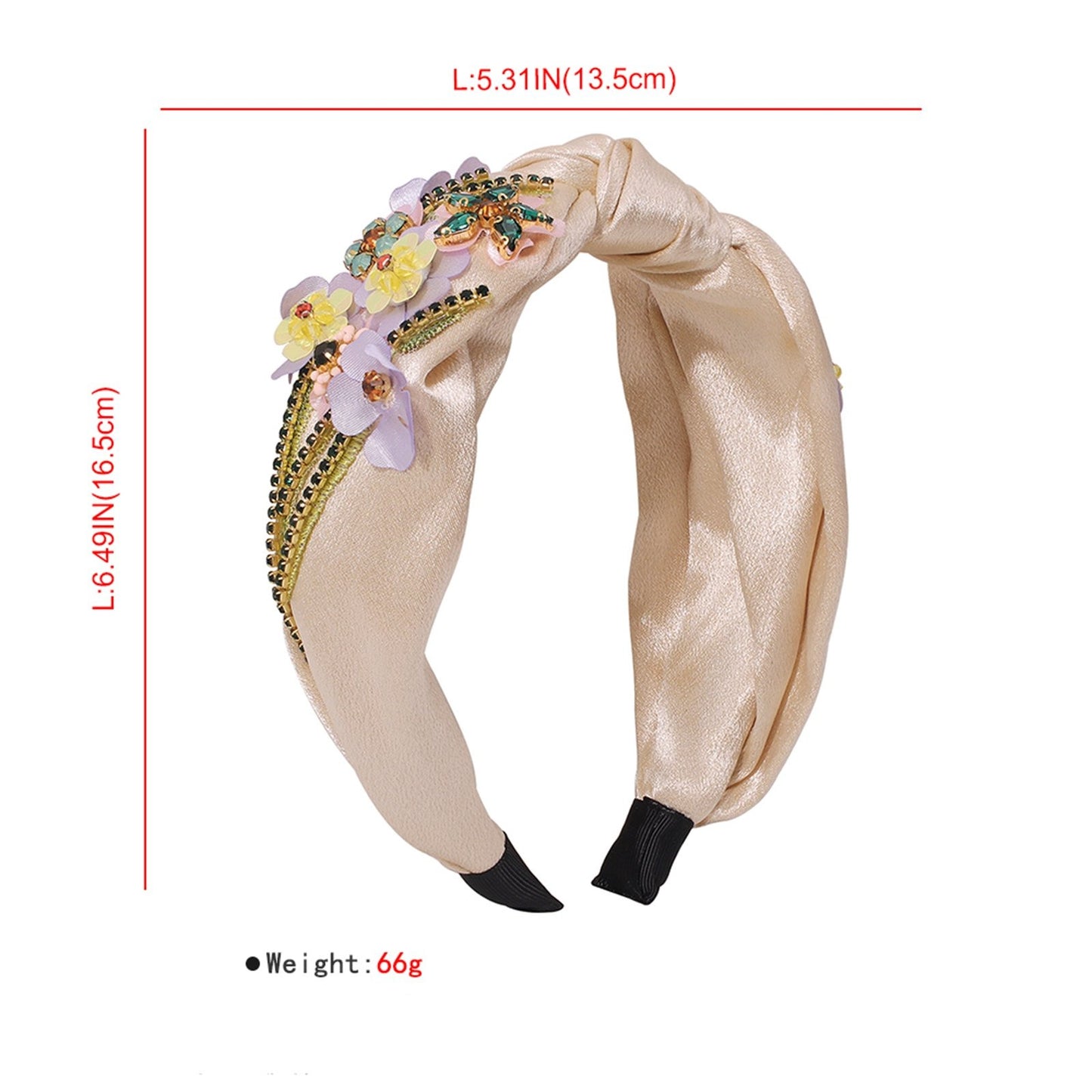 Topknot Spring Blossom Floral Embellished Wide Headband medyjewelry
