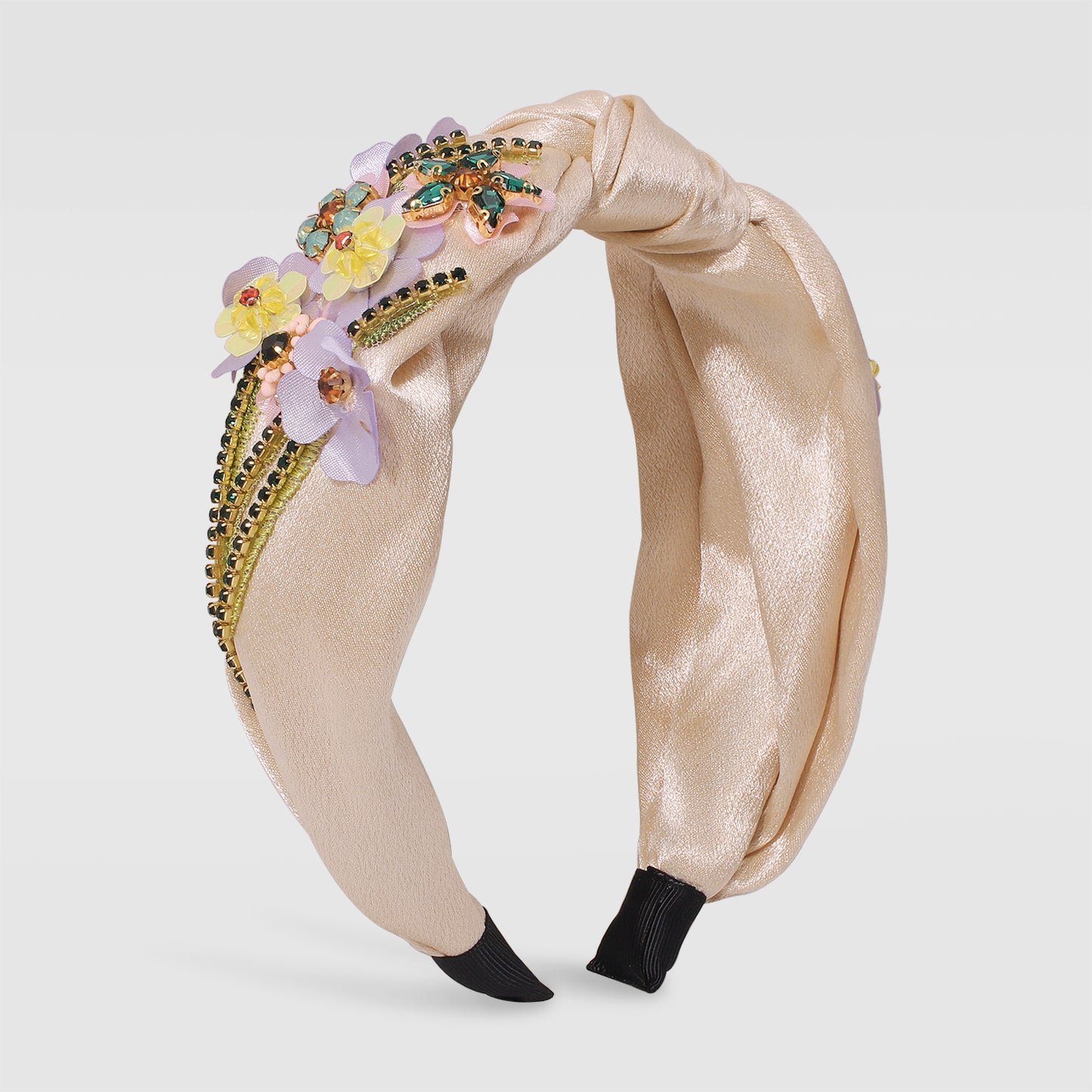 Topknot Spring Blossom Floral Embellished Wide Headband medyjewelry