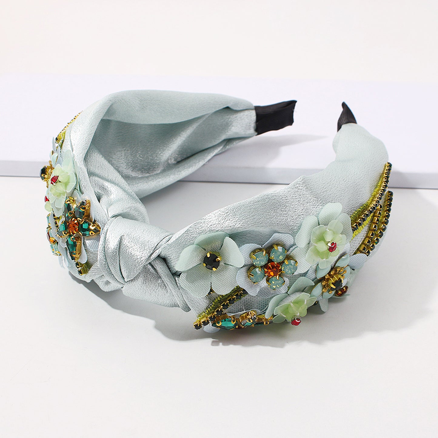 Topknot Spring Blossom Floral Embellished Wide Headband medyjewelry
