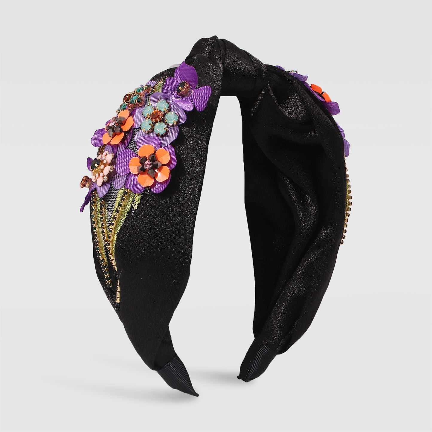 Topknot Spring Blossom Floral Embellished Wide Headband medyjewelry