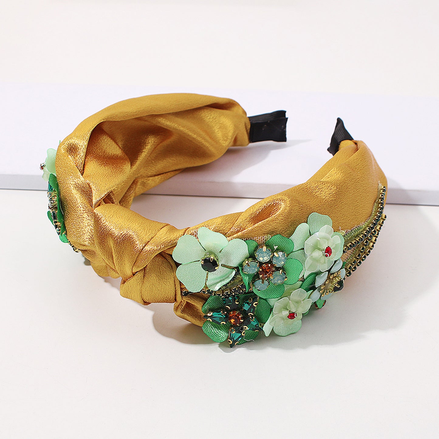 Topknot Spring Blossom Floral Embellished Wide Headband medyjewelry