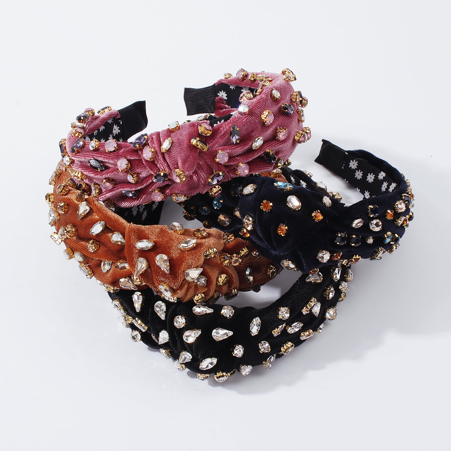 Corduroy Large Crystal Top Knot Headband medyjewelry