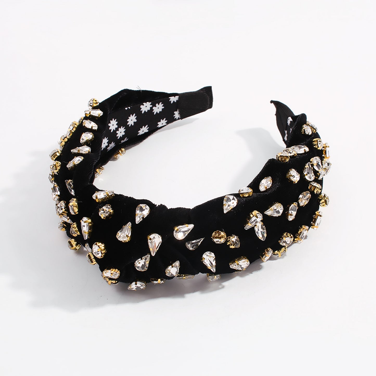 Corduroy Large Crystal Top Knot Headband medyjewelry