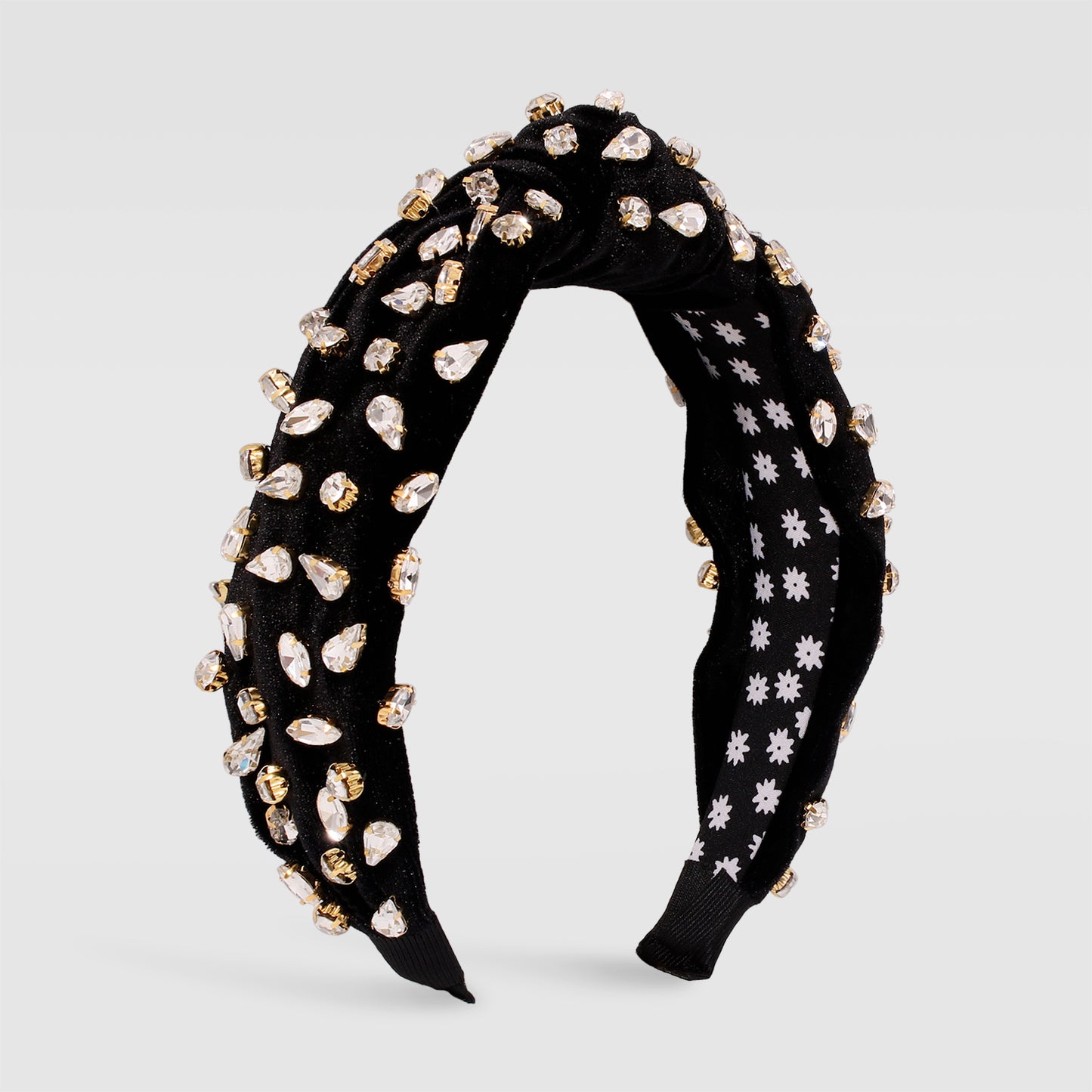 Corduroy Large Crystal Top Knot Headband medyjewelry