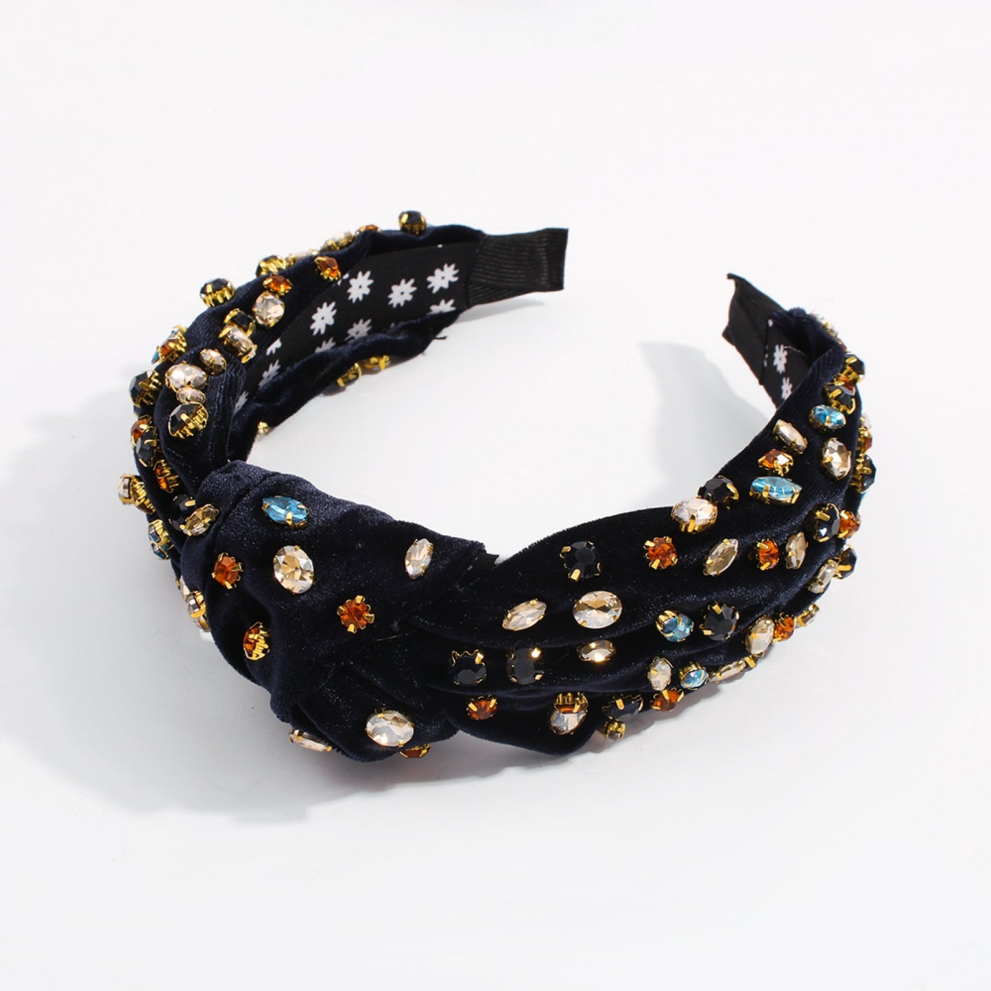 Corduroy Large Crystal Top Knot Headband medyjewelry