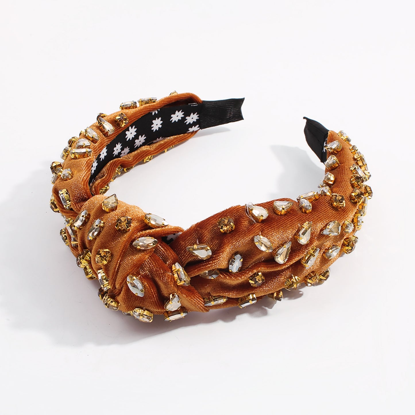 Corduroy Large Crystal Top Knot Headband medyjewelry