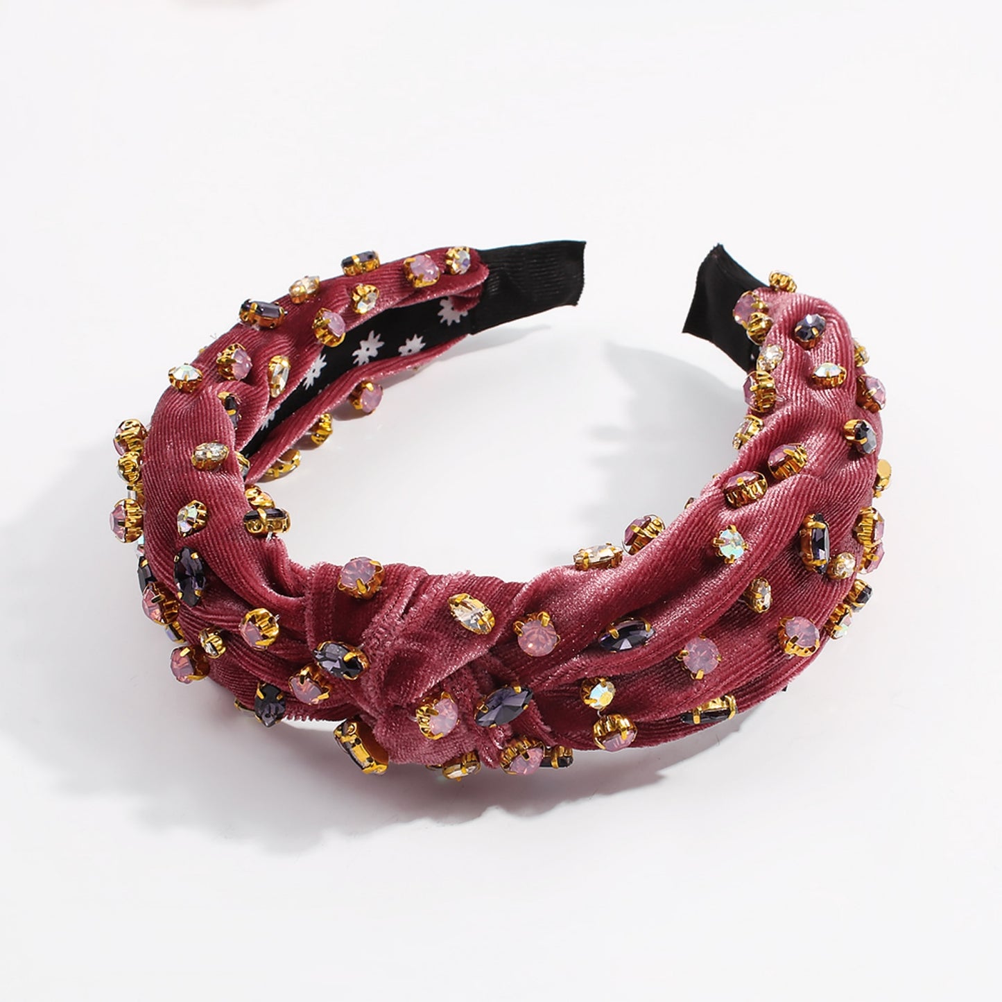 Corduroy Large Crystal Top Knot Headband medyjewelry