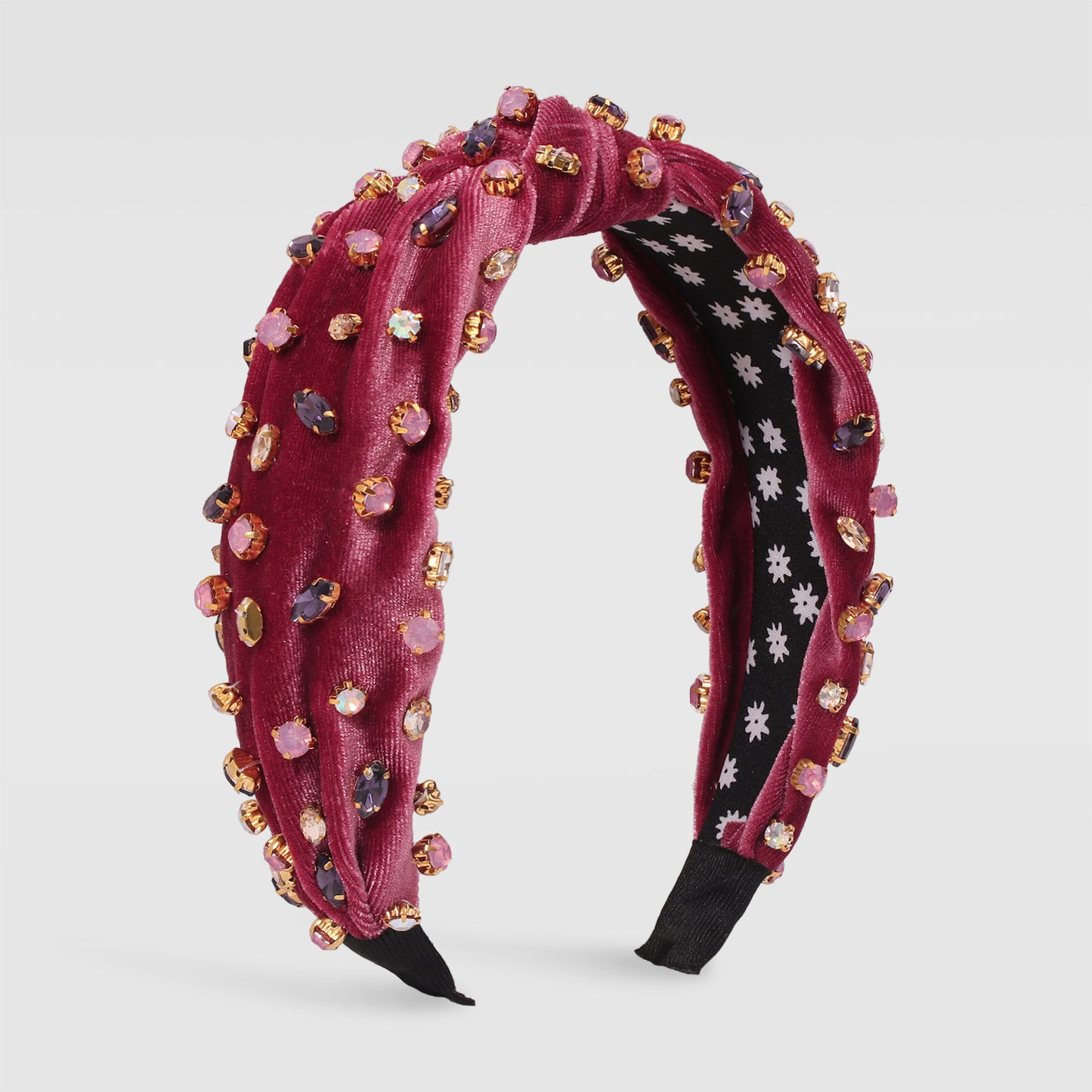 Corduroy Large Crystal Top Knot Headband medyjewelry