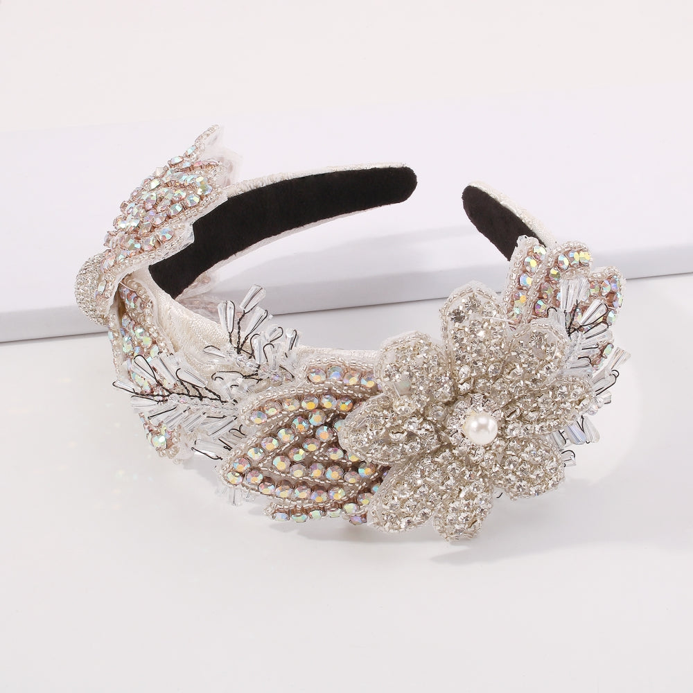 Full Rhinestone Floral Wedding Headband medyjewelry